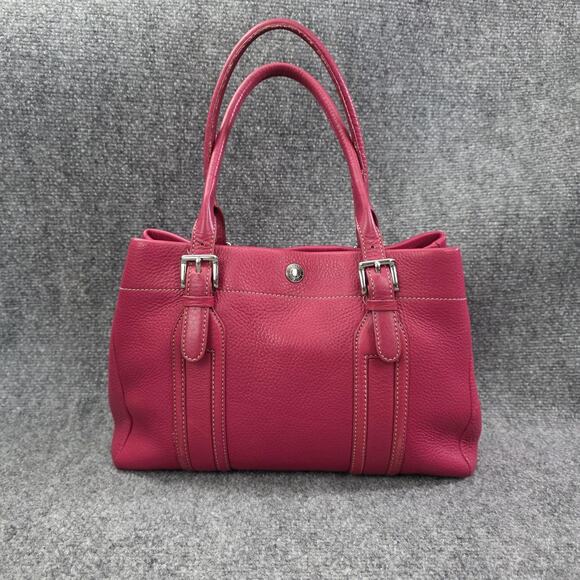 Fossil Pebbled Leather Satchel Bag Womens Fuchsia Pink Tote Handbag 75082 - Picture 1 of 16